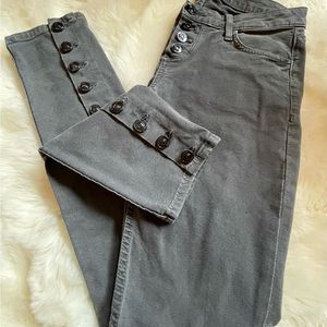 Hudson - Gray Button Fly Jeans w/Buttons up the Legs - Size 26
